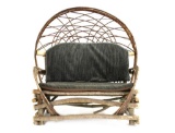 Rustic Woven Hickory Love Seat with Cushion