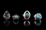 Navajo Old Pawn Sterling Turquoise Ring Collection