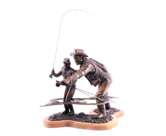 Jack Woods "Learning to Fly Fish" Large Bronze