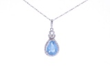 Aquamarine & Diamond 14k White Gold Necklace