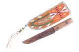 Crow Fully Beaded Sheath & Trade Knife c. 1800's