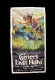 LARGE RARE Custer's Last Fight Film Poster c.1922