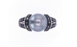 Tahitian Pearl & Black Diamond 14k White Gold Ring