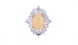 Stunning Natural Opal Diamond & 14k Gold Ring