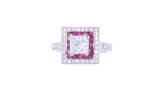 Art Deco Antique Style Diamond Ruby Platinum Ring