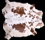 Red Brown and White Steer Hide Rug