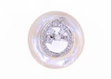 Donut Cut White Opal & Diamond 18k White Gold Ring