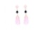 Pink Opal & Onyx Diamond 18k Yellow Gold Earrings