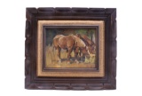 Schildt, Gary (1938-) Horses Feeding Oil Painting