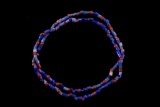 Cobalt Tublar & Red White Heart Bead Necklace.