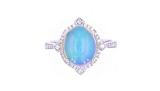 Ethiopian Opal & Diamond 14k White Gold Ring