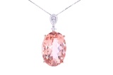 Morganite & Diamond 14k Two Tone Gold Necklace