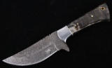 M.T. Knives Rams Horn & Damascus Hammered Knife