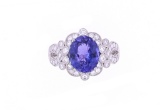 3.21ct Tanzanite Platinum Ring w/ IAS & GIA Papers