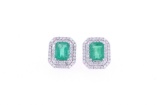 Classic 3.25ct Emerald & Diamond 14K Gold Earrings