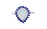 Ethiopian Opal & Blue Sapphire Diamond 14k Ring