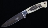 Yellowstone Buffalo Scrimshaw Damascus M.T. Knives