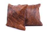 Brindle Brown & Black Cowhide Premium Two Pillows