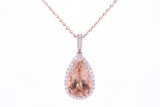 RARE Morganite & Diamond 14K Rose Gold Necklace