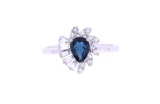 Vintage Estate Blue Sapphire & Diamond 18k Ring