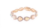 Brilliant Opal & Diamond 14k Yellow Gold Bracelet