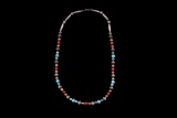 Navajo Turquoise Coral & Silver Bead Necklace