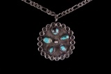 Navajo Signed Sterling Silver Turquoise Necklace