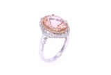 Morganite & Diamond 14k Two Tone Gold Ring