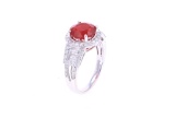 Fire Opal & Diamond 14k White Gold Ring