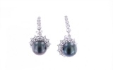 Scarce Tahitian South Sea Pearl 14k Gold Earrings