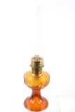 1930's Aladdin Orange Glass Table Oil Lamp