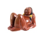 Lounging Native American Glazed Figurine c. 1947