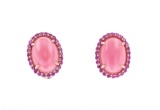 Pink Queen Conch Pearl & Pink Sapphire Earrings