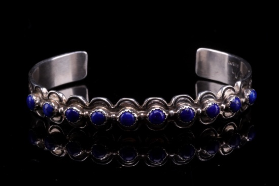 Navajo M. Willie Do Silver & Lapis Lazuli Bracelet