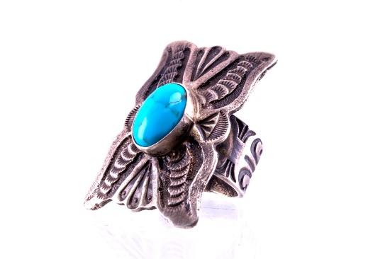 Navajo Shawn Cayatino Silver & Turquoise Ring