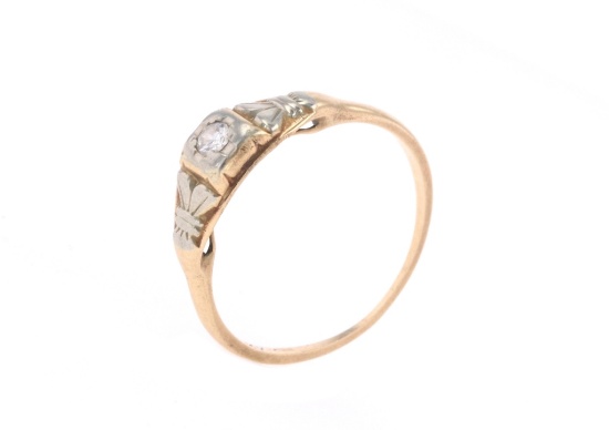 Estate European Diamond & 14k Yellow Gold Ring