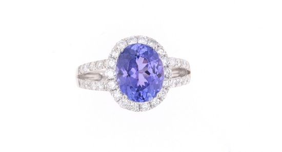 RARE 3.75ct Tanzanite & Diamond Platinum Ring