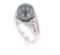 Scarce Black Tahitian Pearl Diamond 14k Gold Ring