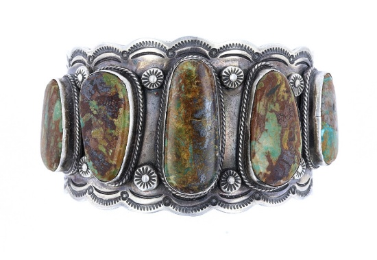 Navajo Jeffery Nelson Silver Turquoise Bracelet