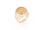 Estate European .90 Gold Dos Pesos 1945 Coin Ring