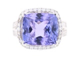 10.39 cts. Tanzanite VS2 Diamond & 18k Gold Ring