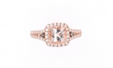 Princess Morganite Brown & White Diamond 14k Ring