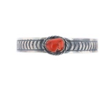 Navajo R Enriquez Silver Red Branch Coral Bracelet