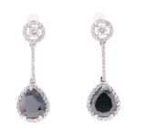 Natural Black & White Diamond 14k Gold Earrings