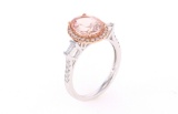Morganite Diamond 14K Rose and White Gold Ring