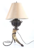 Wrought Iron Steer Horn Electric Lamp c. 1920's