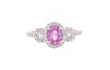 Art Deco Pink Sapphire Diamond & 14k Gold Ring