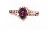 Rodholite Brown & White Diamond 14k Rose Gold Ring