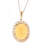 Gorgeous Opal Diamond & 14k Yellow Gold Necklace