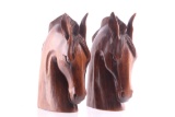 Pair Of Art Deco Style Carved Wood Horse Heads